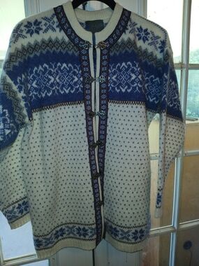 Squaw Valley Small Womens Fair Isle Nordic Cardigan Sweater 100% Wool  Hong Kong